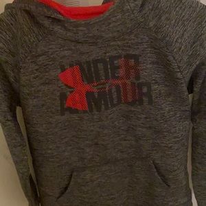 Under Armour Girls Grey Logo Hoodie (L-10)
